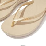 Women IQUSHION Ergonomic Flip Flops Fitflop 882F23 Gold - Image 3
