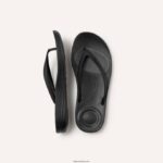 Women IQUSHION Ergonomic Flip Flops Fitflop 882F25 All Black - Image 5