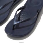 Women IQUSHION Ergonomic Flip Flops Fitflop 882F26 Midnight Navy - Image 3