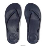 Women IQUSHION Ergonomic Flip Flops Fitflop 882F26 Midnight Navy - Image 4