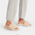 Women IQUSHION Shearling Slides Fitflop 882F197 Ivory - Image 2