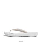 Women IQUSHION Sparkle Ergonomic Flip Flops Fitflop 882F14 Urban White
