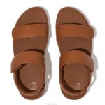 Women LULU Adjustable Leather Sandals Fitflop 882F53 Light Tan - Image 3