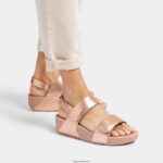 Women LULU Adjustable Leather Sandals Fitflop 882F57 Rose Gold - Image 2