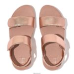 Women LULU Adjustable Leather Sandals Fitflop 882F57 Rose Gold - Image 3