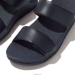 Women LULU Adjustable Leather Slides Fitflop 882F104 Midnight Navy - Image 4