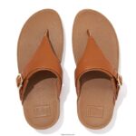 Women LULU Adjustable Leather Toe-Post Fitflop 882F131 Light Tan - Image 4