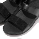 Women LULU Crystal Back-Strap Sandals Fitflop 882F72 All Black - Image 4