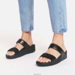 Women LULU Crystal Slides Fitflop 882F199 All Black - Image 2