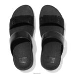Women LULU Crystal Slides Fitflop 882F199 All Black - Image 3