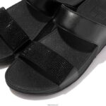 Women LULU Crystal Slides Fitflop 882F199 All Black - Image 4