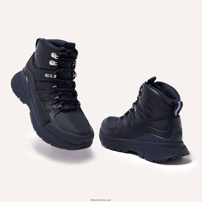 Women NEO-D-HYKER Leather-Mix Walking Boots Fitflop 882F298 All Navy - Image 5