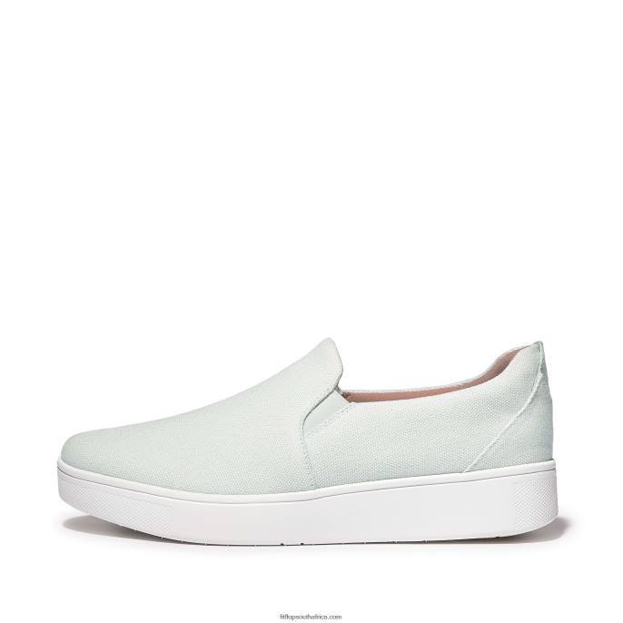 Women RALLY Canvas Slip-On Skate Trainers Fitflop 882F265 Seafoam Blue - Image 1