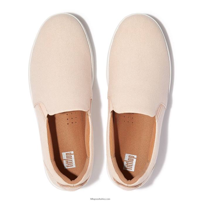 Women RALLY Canvas Slip-On Skate Trainers Fitflop 882F266 Rose Foam - Image 3
