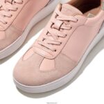 Women RALLY Leather/Felt Panel Trainers Fitflop 882F232 Pink Salt/Grey - Image 3