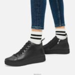 Women RALLY Leather High-Top Trainers Fitflop 882F279 All Black - Image 2