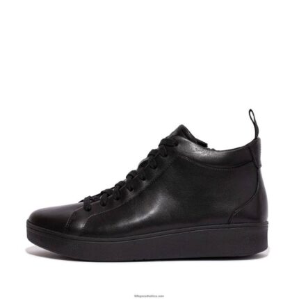 Women RALLY Leather High-Top Trainers Fitflop 882F279 All Black