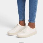 Women RALLY Leather Panel Trainers Fitflop 882F237 Urban White - Image 2