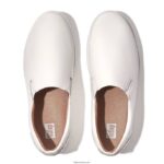 Women RALLY Leather Slip-On Skate Trainers Fitflop 882F282 Urban White - Image 3