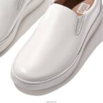 Women RALLY Leather Slip-On Skate Trainers Fitflop 882F282 Urban White - Image 4