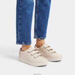 Women RALLY Leather Strap Trainers Fitflop 882F262 Stone Beige - Image 2