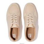 Women RALLY Leather/Suede Panel Trainers Fitflop 882F220 Stone Beige - Image 4