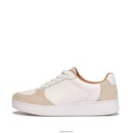 Women RALLY Leather/Suede Panel Trainers Fitflop 882F223 White/Beige