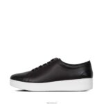 Women RALLY Leather Trainers Fitflop 882F249 Black