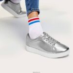 Women RALLY Leather Trainers Fitflop 882F250 Silver - Image 2