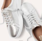 Women RALLY Leather Trainers Fitflop 882F250 Silver - Image 3