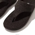 Women SHUV E01 Adjustable Felt Toe-Post Sandals Fitflop 882F93 All Black - Image 3