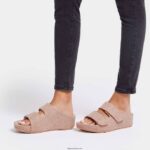 Women SHUV E01 Adjustable Two-Bar Felt Slides Fitflop 882F97 Beige - Image 2