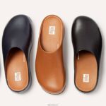 Women SHUV Leather Clogs Fitflop 882F331 Midnight Navy - Image 4