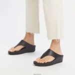 Women SHUV Leather Toe-Post Sandals Fitflop 882F148 All Black - Image 2