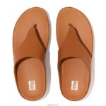Women SHUV Leather Toe-Post Sandals Fitflop 882F149 Light Tan - Image 4