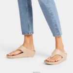 Women SHUV Leather Toe-Post Sandals Fitflop 882F151 Stone Beige - Image 2